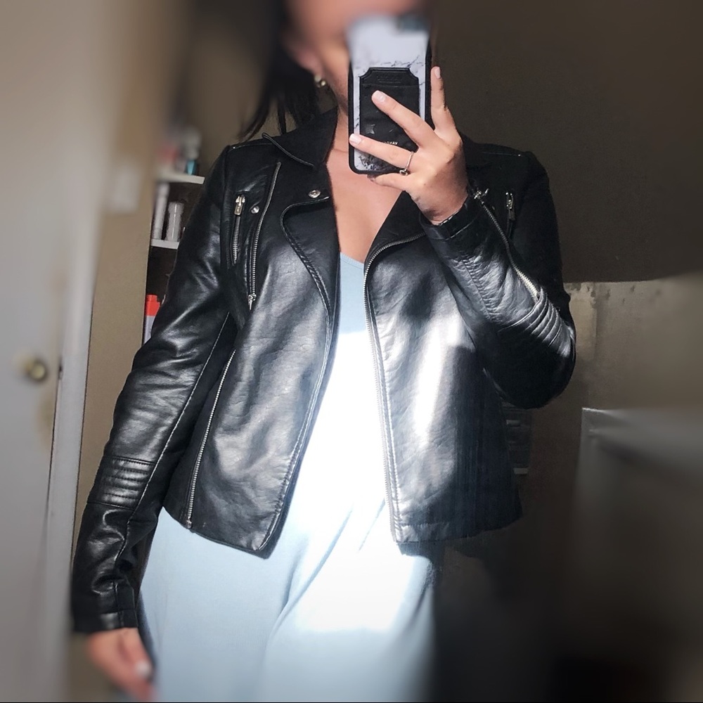 Black Faux Leather Biker Jacket